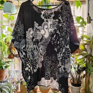 Plus Size Black & White Overlay Top